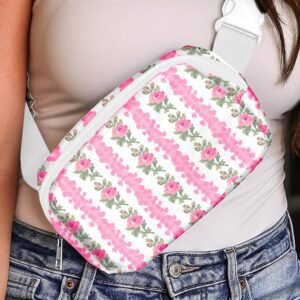 White Flower Print Buckle Wide Strap Sling Bag