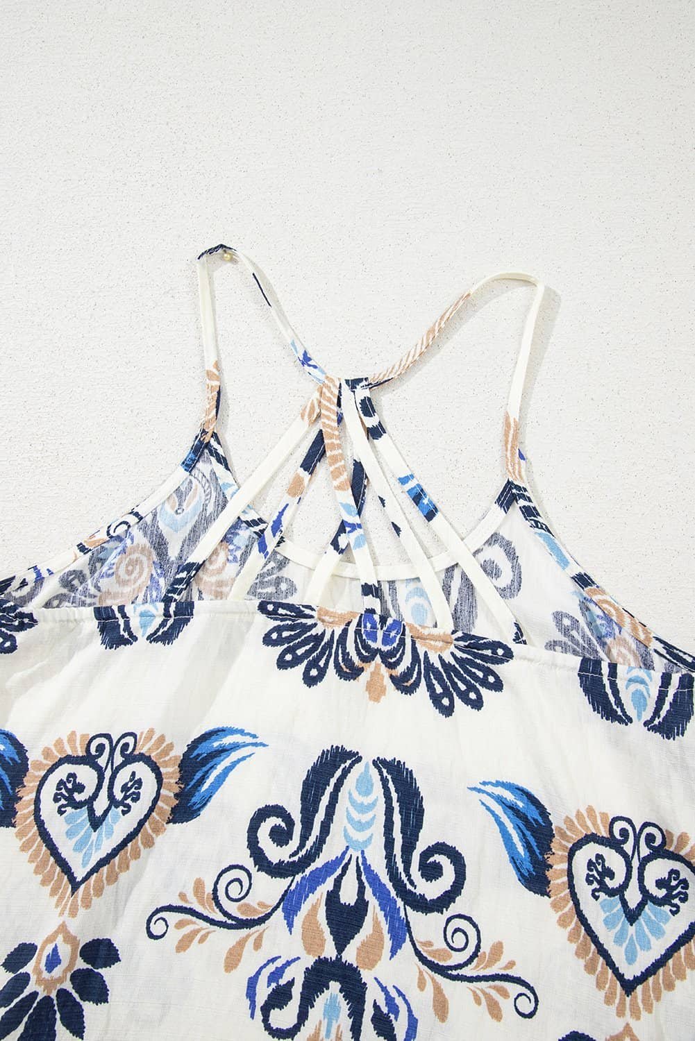 Blue Bohemian Fashion Print Spaghetti Straps Loose Tank