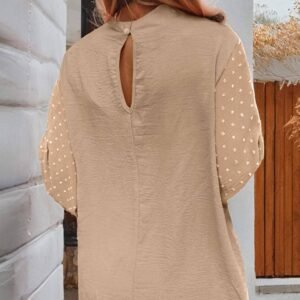 Parchment Swiss Dot Balloon Sleeve Loose Blouse
