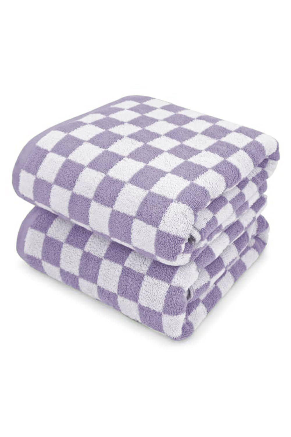 Orchid Petal Checkered Print Soft Large Bath Towel