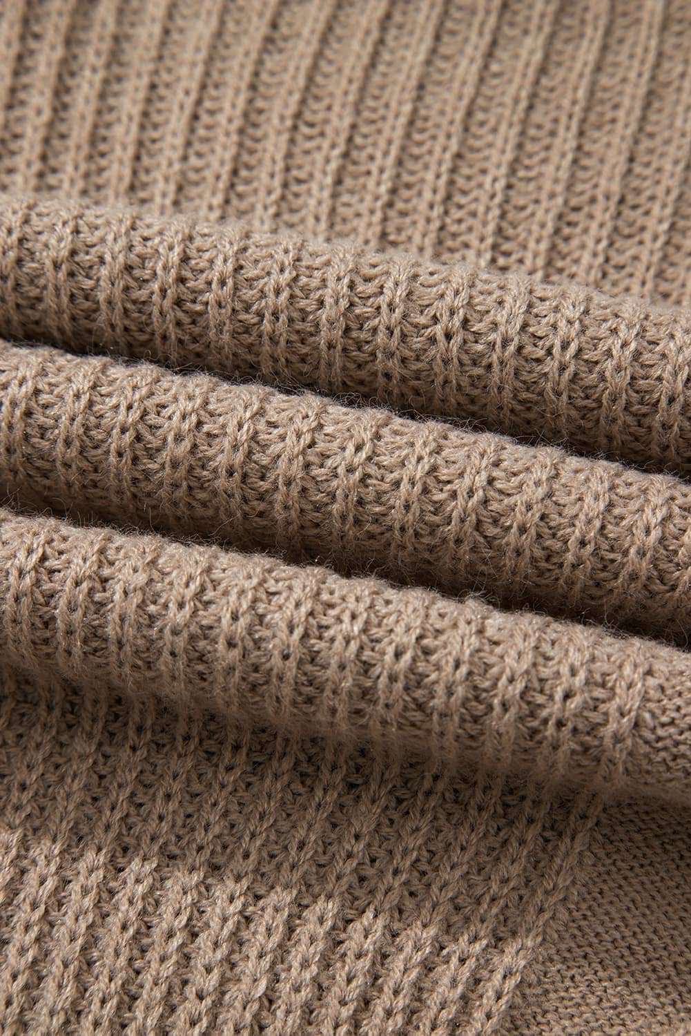 Smoke Gray Textured Knit High Neck Sweater T Shirt