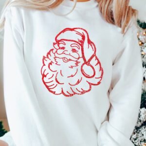 White Father Christmas Rhinestone Graphic Drop Shoulder Sweatshirt