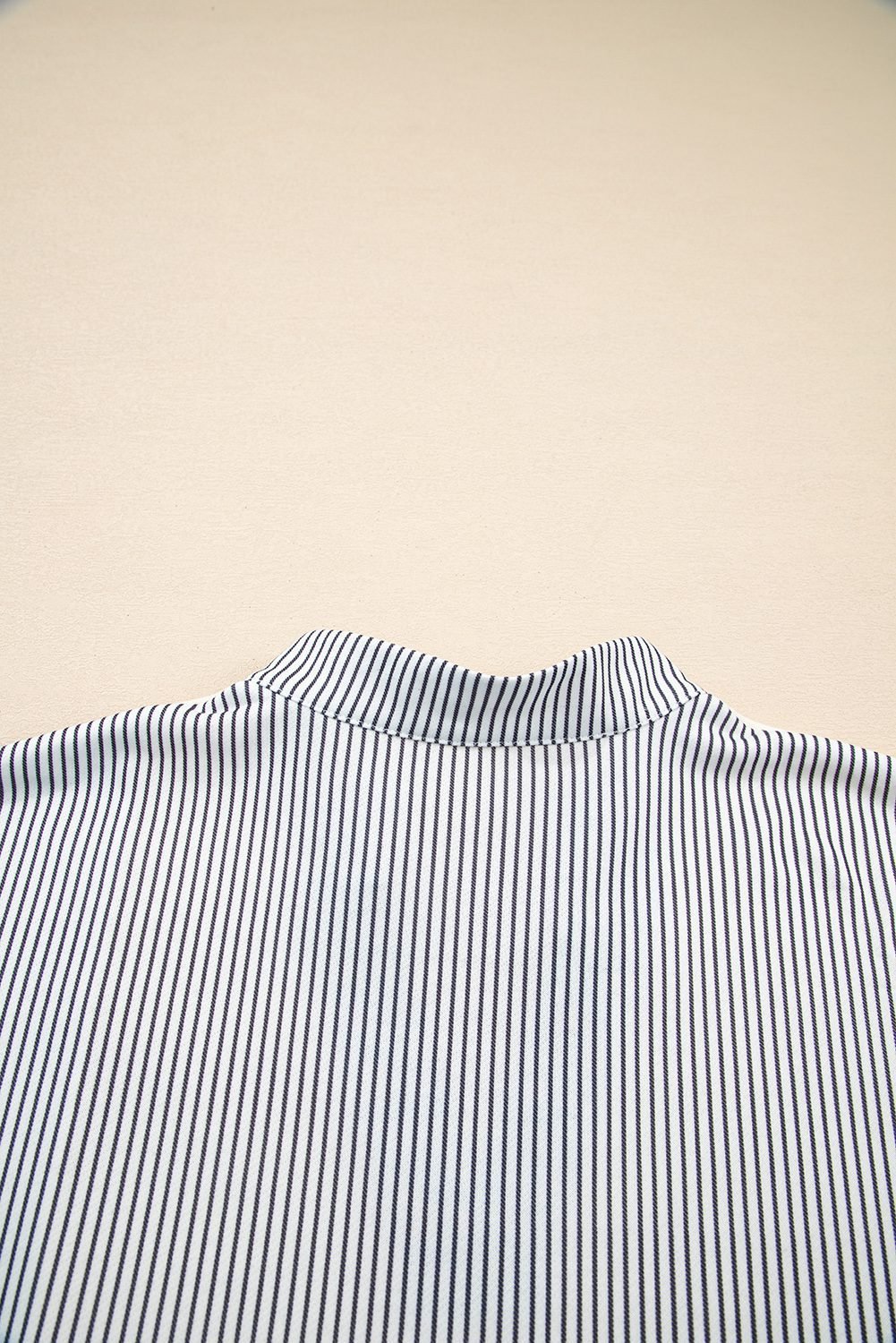 Beige Floral Striped Drop Sleeve Collared Boxy Fit Sweatshirt