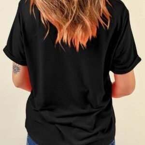 Black Casual Plain Crew Neck Tee