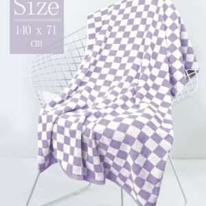 Orchid Petal Checkered Print Soft Large Bath Towel