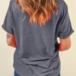 Gray Casual Plain Crew Neck Tee