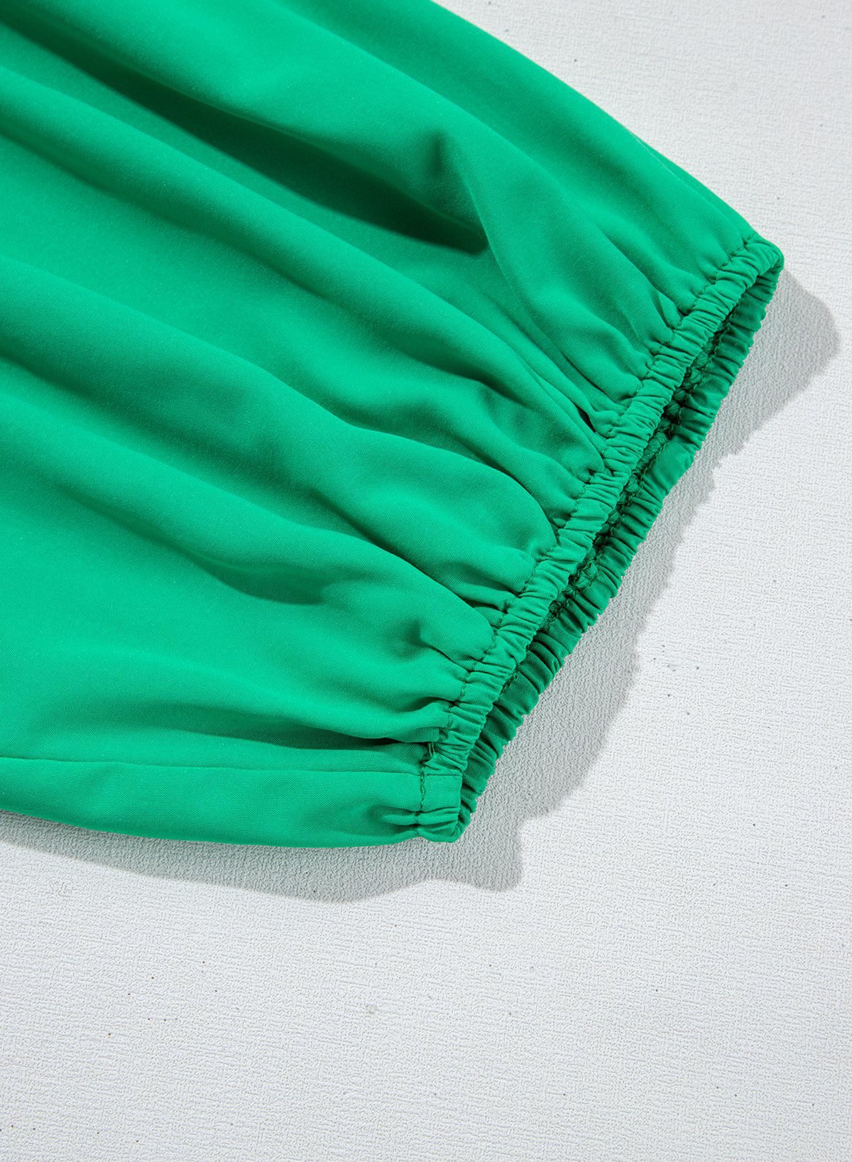 Bright Green Ruched Front Puff Sleeve Plus Size Long Dress