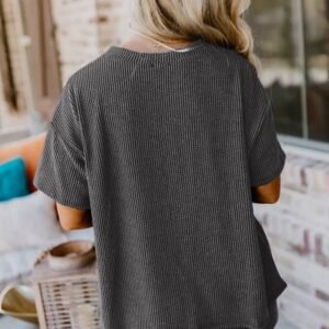 Carbon Grey Sequin Crawfish Food Print Textured Tee And Short Set