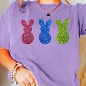 Wisteria Easter Shiny Bunny Graphic Crewneck T Shirt