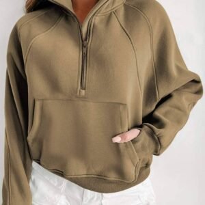 Elmwood Fleece Lined Zip Up Stand Collar Thumbhole Sleeve Sweatshirt