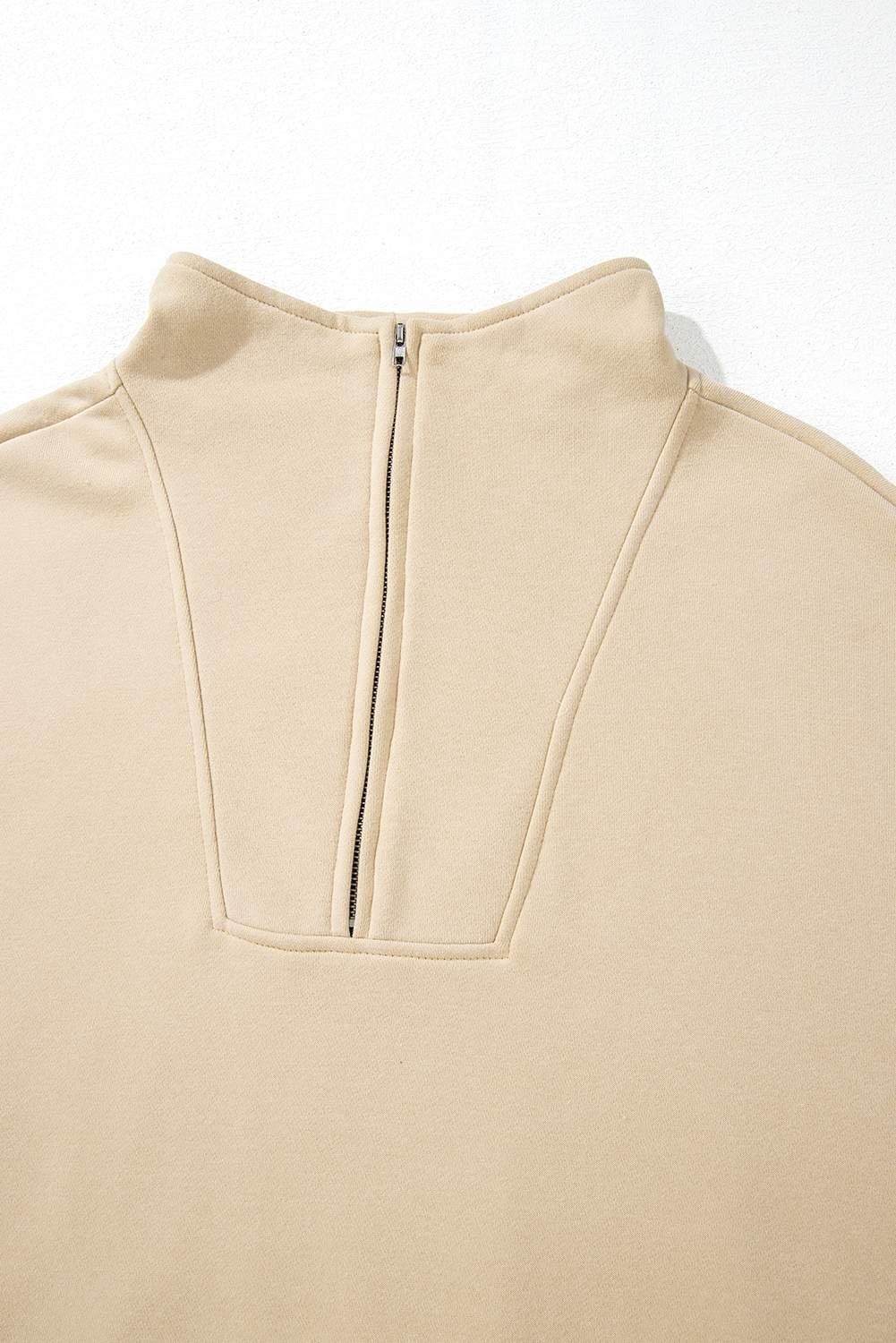 Smoke Gray Zip-Up Stand Neck Kangaroo Pocket Sweatshirt