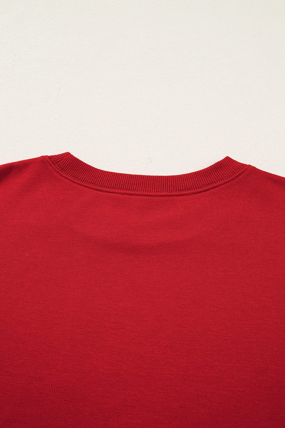 Fiery Red Varsity Striped Detail Crew Neck Plus Sweatshirt