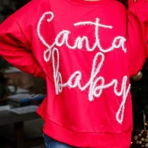 Fiery Red Christmas Santa Baby Tinsel Graphic Sweatshirt