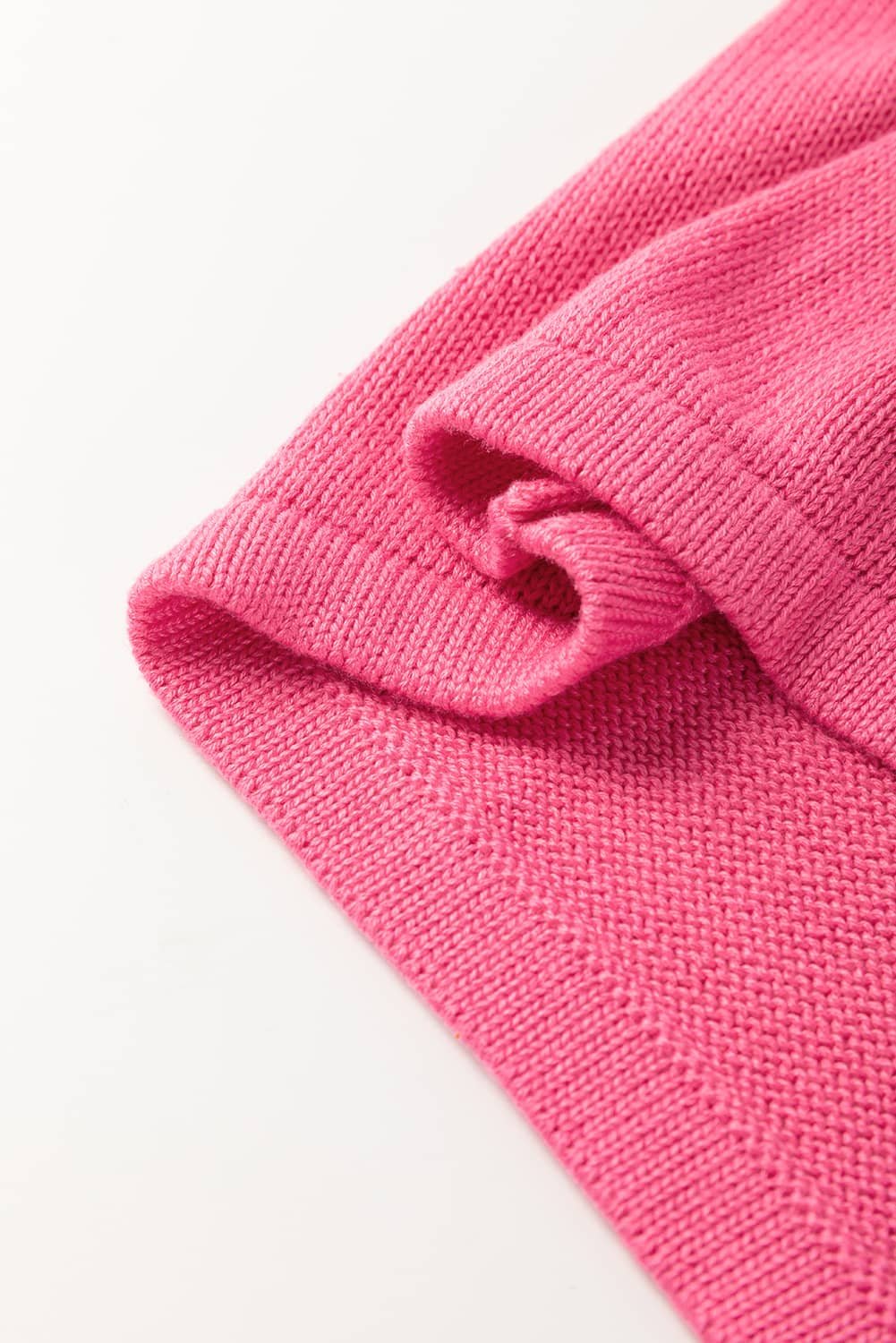 Bright Pink Contrast Trim Pearl Detail Sweater Tank Top