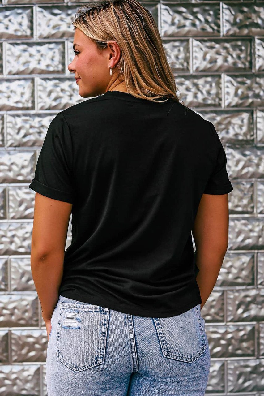 Black Thankful Grateful Blessed Crew Neck Graphic Tee