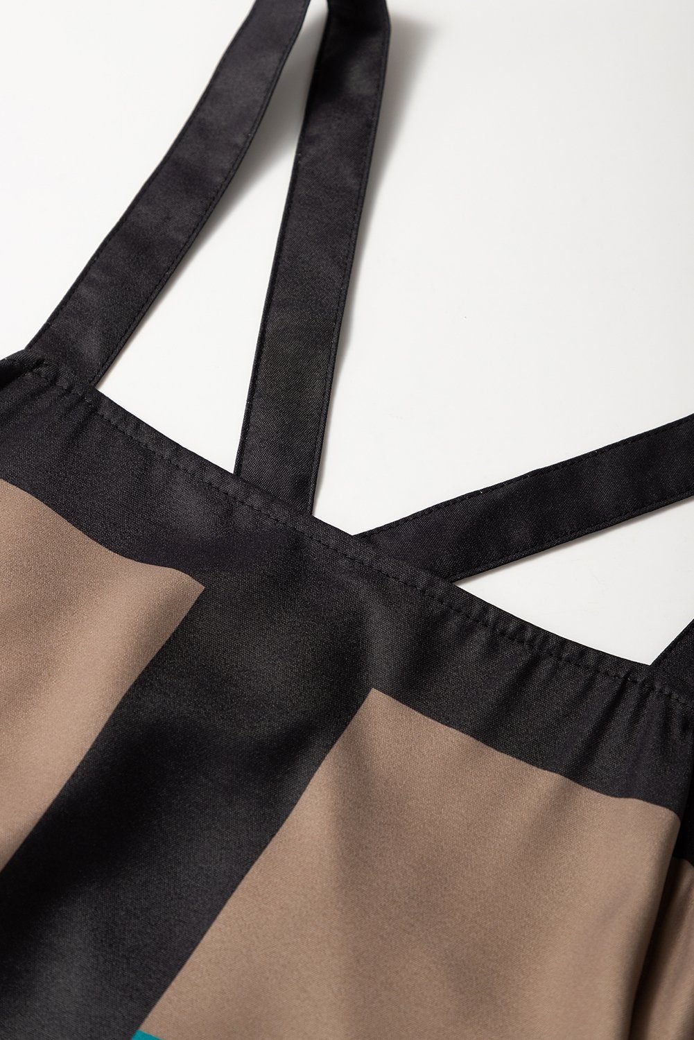 Brown Retro Geometric Printed Y Back Sleeveless Dress