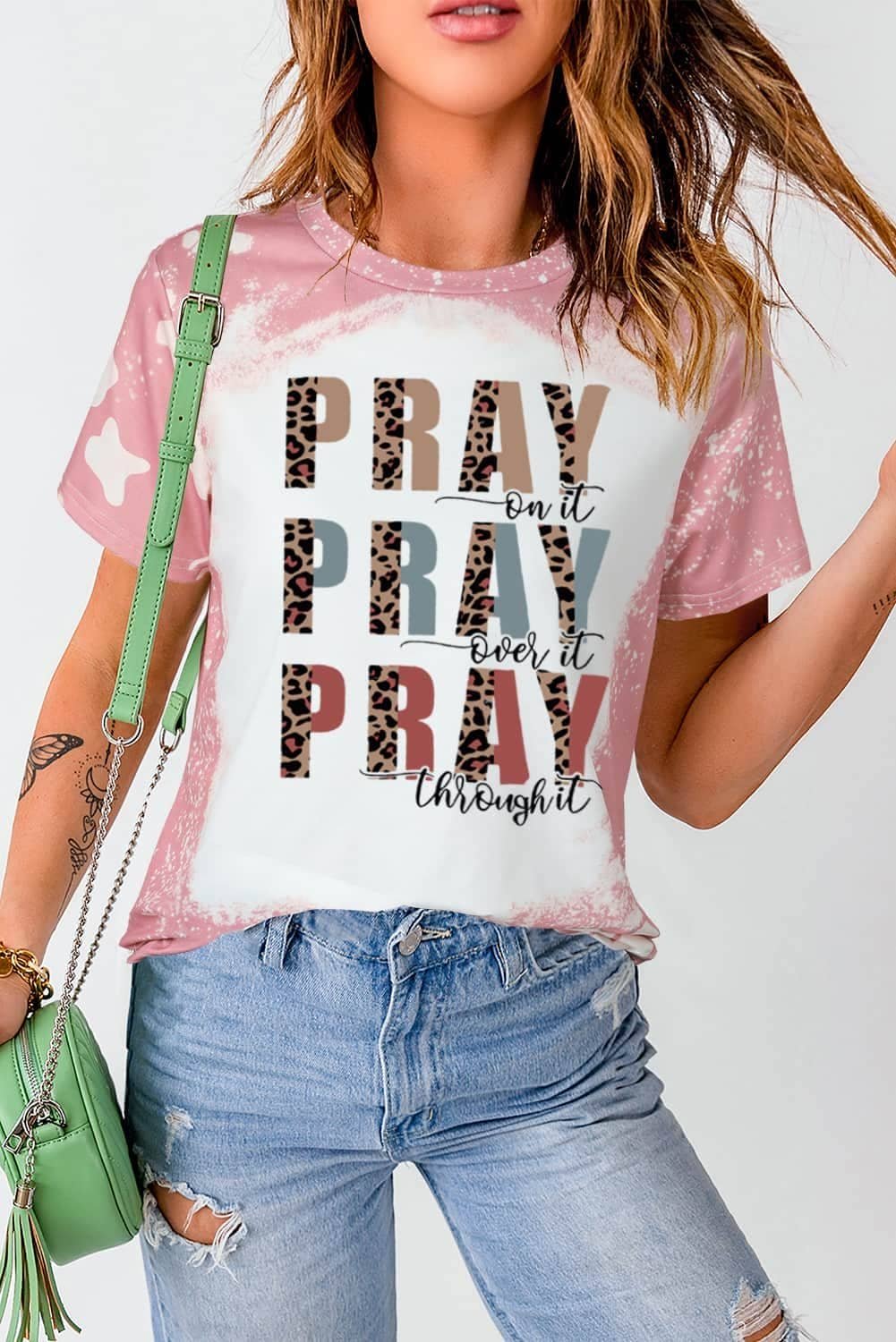 Pink Pray Graphic Tie Dye Tee