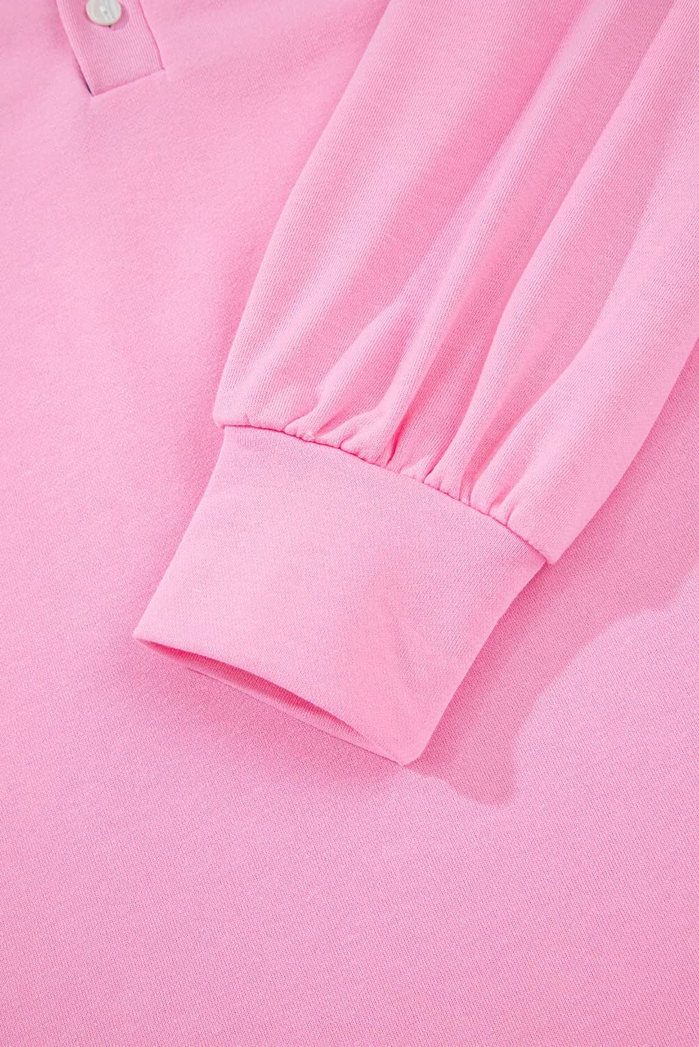 Bonbon Button Striped Collar Patchwork Puff Sleeve Sweatshirt