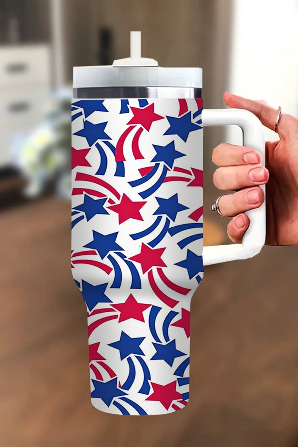 White American Stars Print Large Tumbler 40Oz