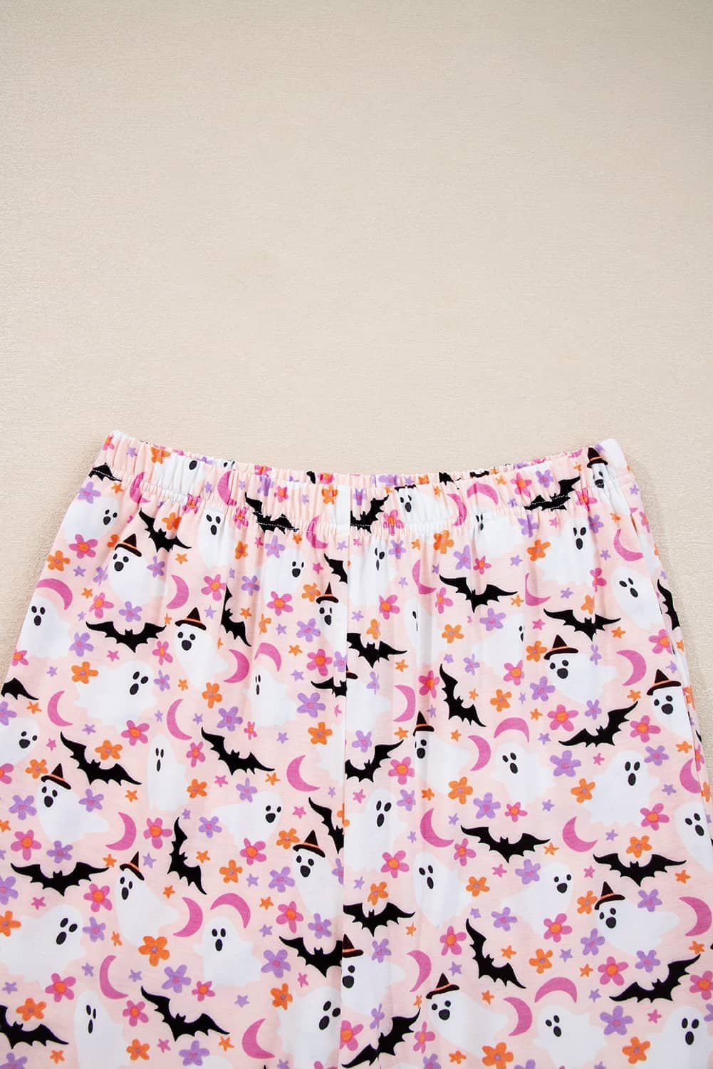 Pink Halloween Eve Haunted Honey Bat Print Pajama Set