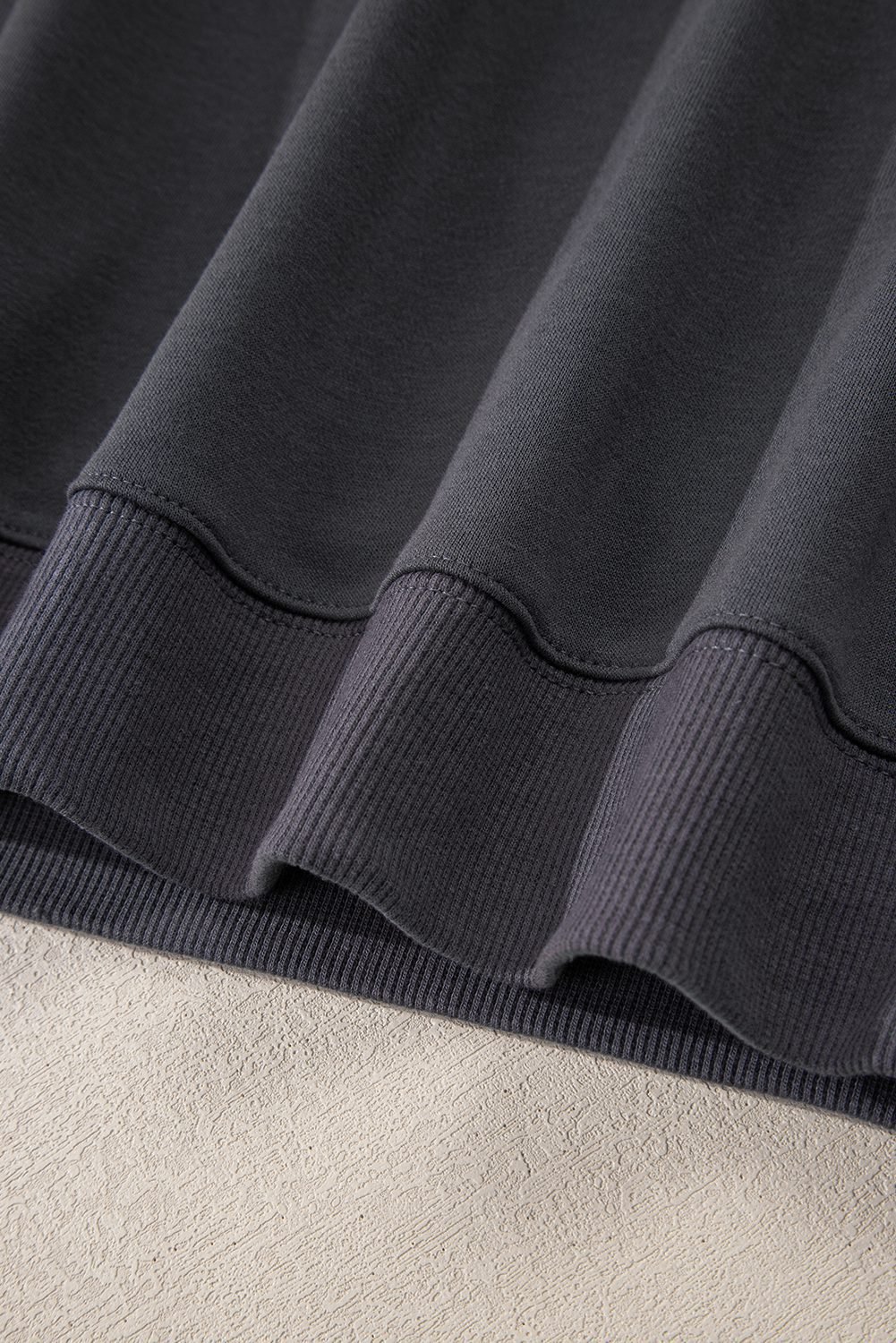 Dark Grey Varsity Striped Detail Drop Shoulder Oversized Sweatshirt