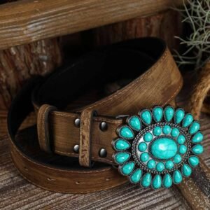 Light Blue Western Turquoise Decor Retro Wide Belt
