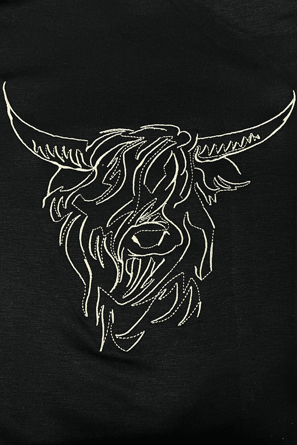 Black Western Bull Head Embroidered Pattern T Shirt