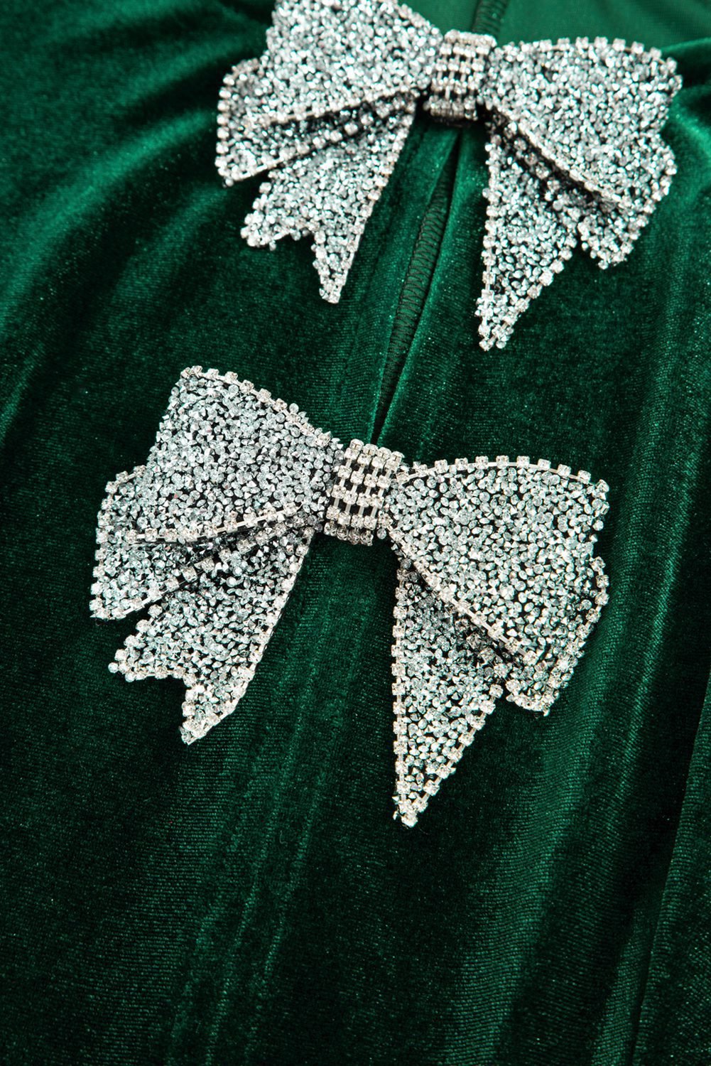 Evergreen Bowknot Decor High Waist Velvet Mini Dress