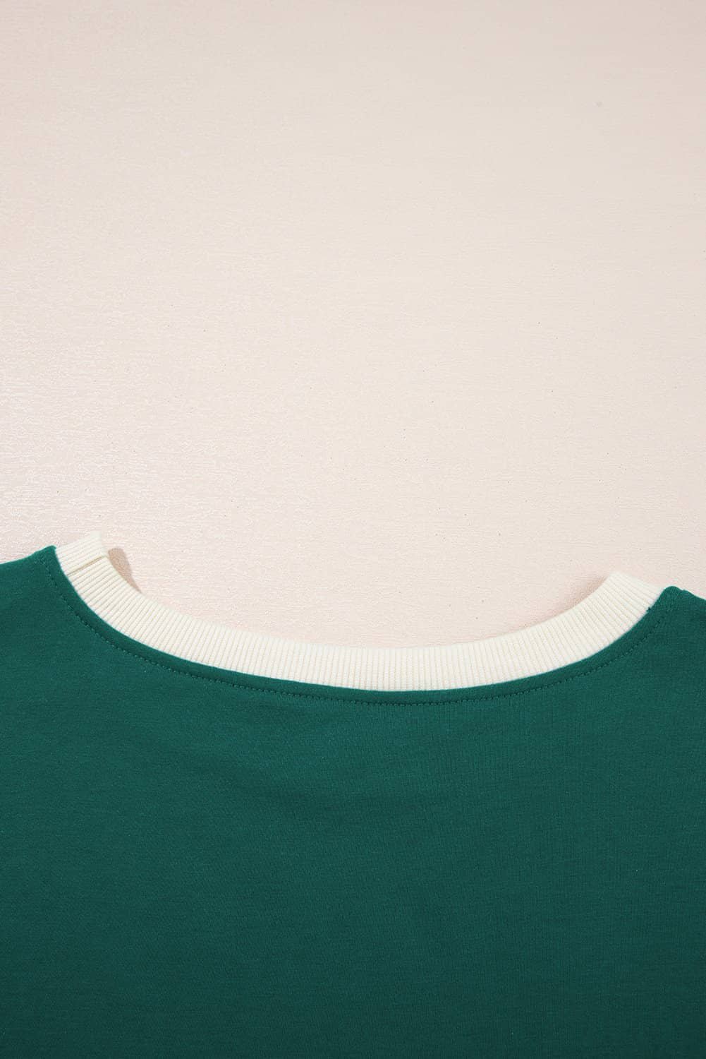 Evergreen Colorblock Edge Drop Shoulder T Shirt And Skort 2Pcs Set