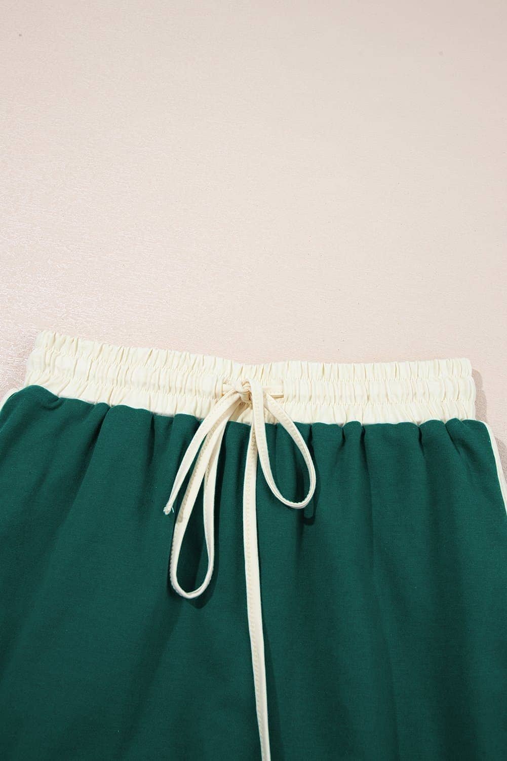 Evergreen Colorblock Edge Drop Shoulder T Shirt And Skort 2Pcs Set