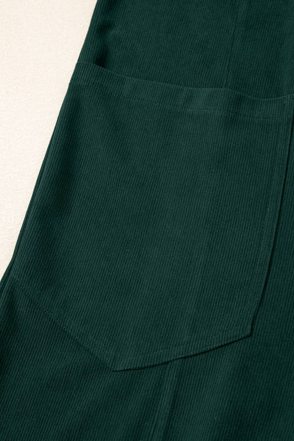 Evergreen Corduroy V Neck Patched Pocket Sleeveless Jumpsuit