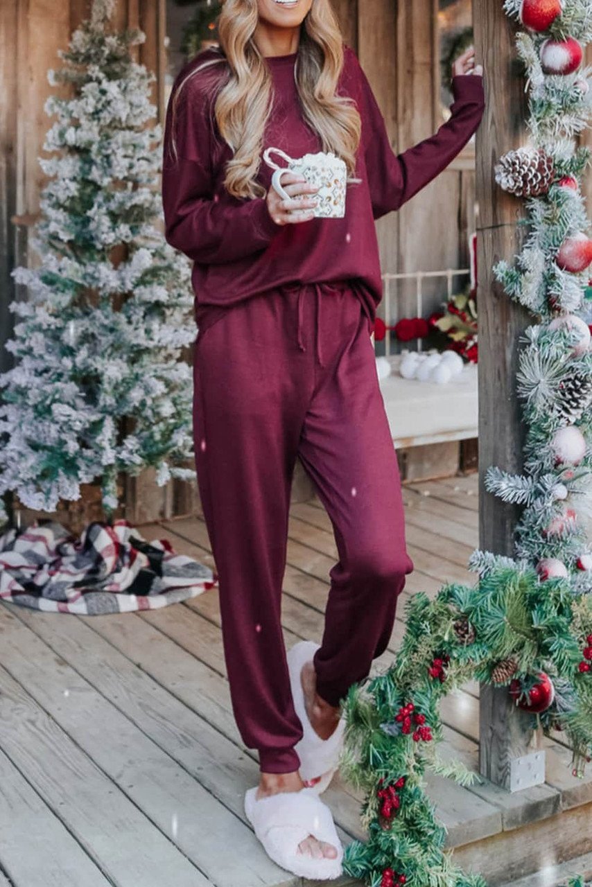 Long Sleeve Pullover And Jogger Pants Lounge Set