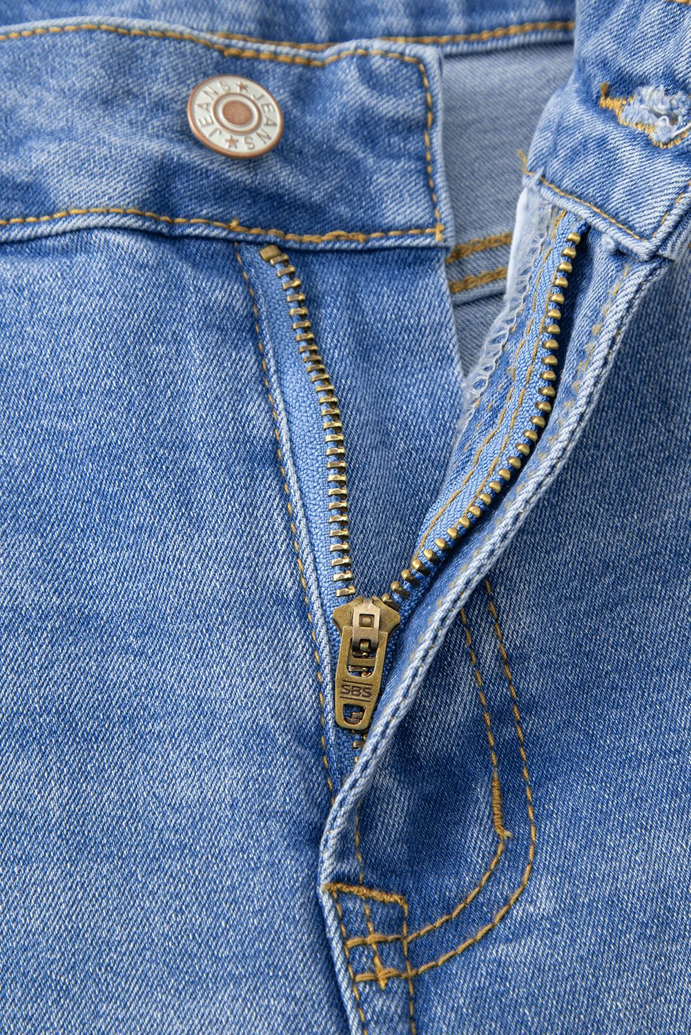 Dusk Blue Raw Hem Unique Cuffs Straight High Rise Loose Jeans