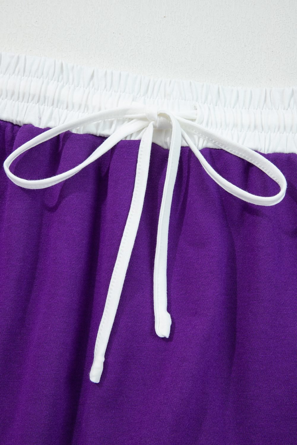 Tillandsia Purple Varsity Stripe Detail Drop Shoulder Pullover Mini Skirt Set