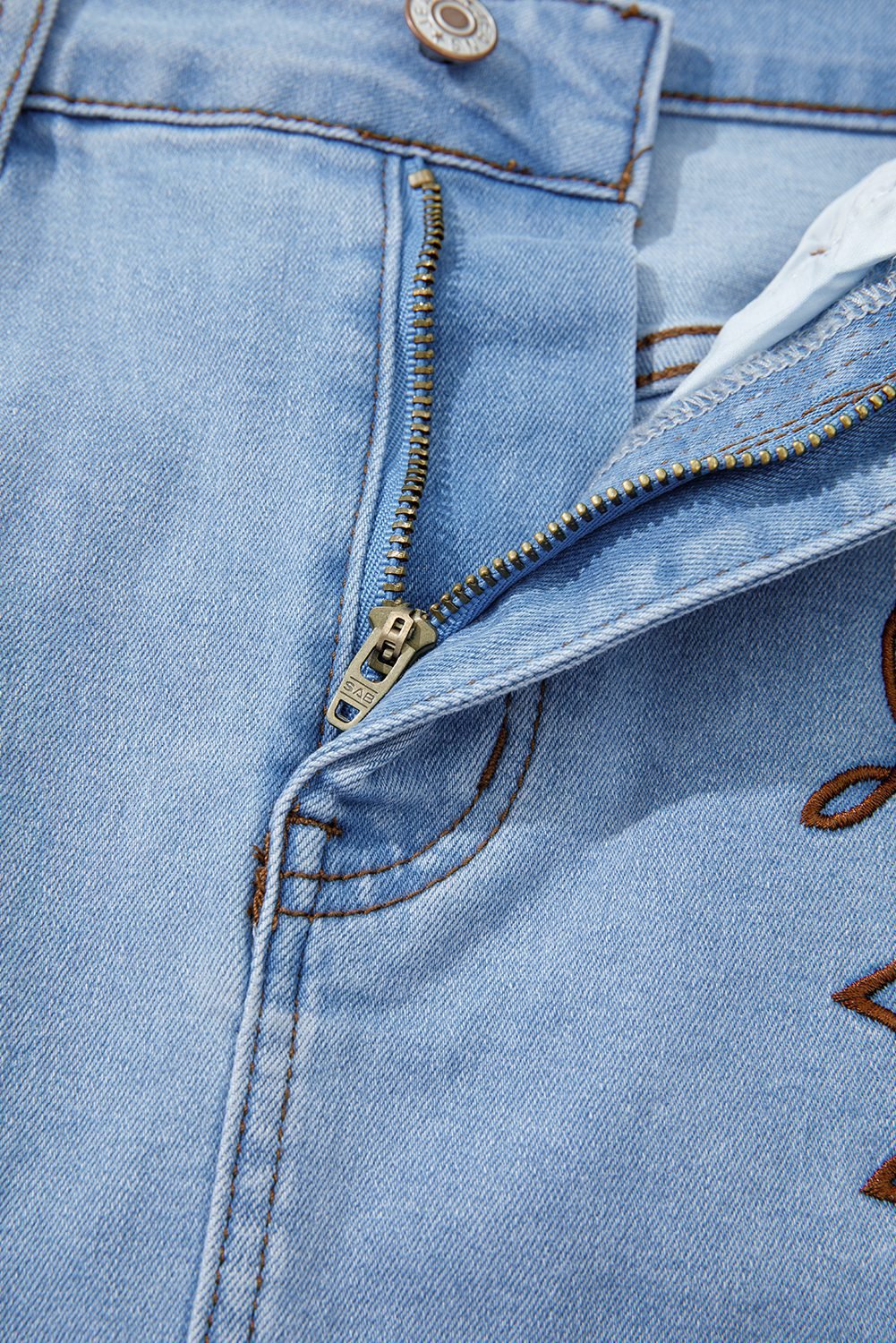 Beau Blue Western Embroidered Denim Mini Skirt