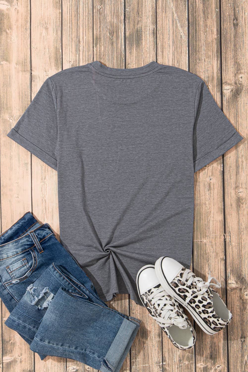 Gray Sequined Game Day Casual Tee