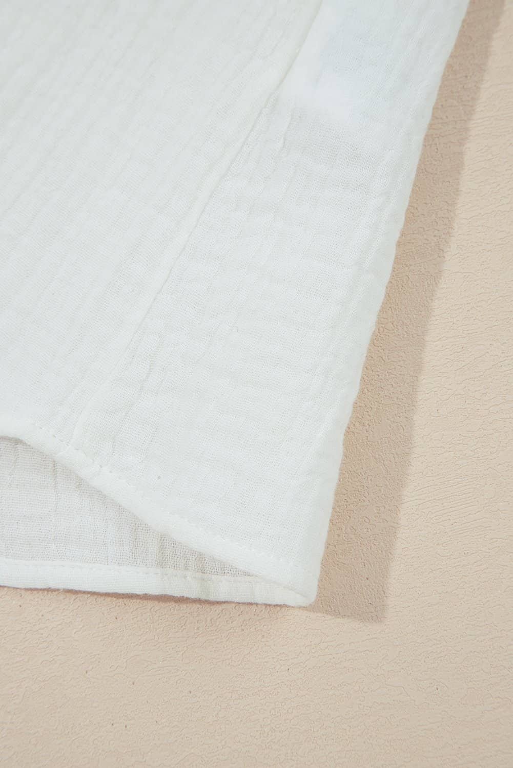 White Textured Lace Trim Pure Cotton Sleeveless Top