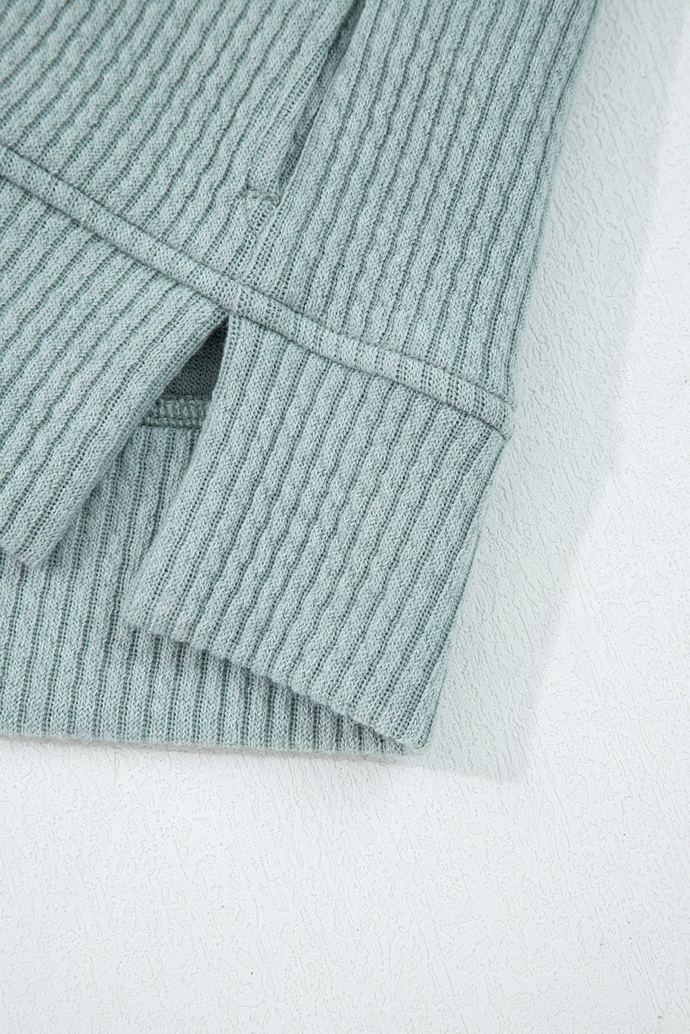 Clearly Aqua Ribbed Drop Shoulder Knit Hoodie