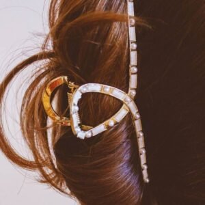 Gold Pearl Stud Large Alloy Hair Claw Clip