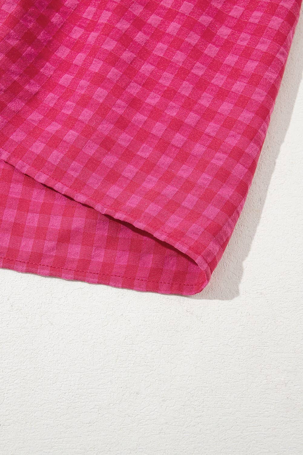 Rose Ginham Check Bubble Sleeve Ruffled Maxi Dress