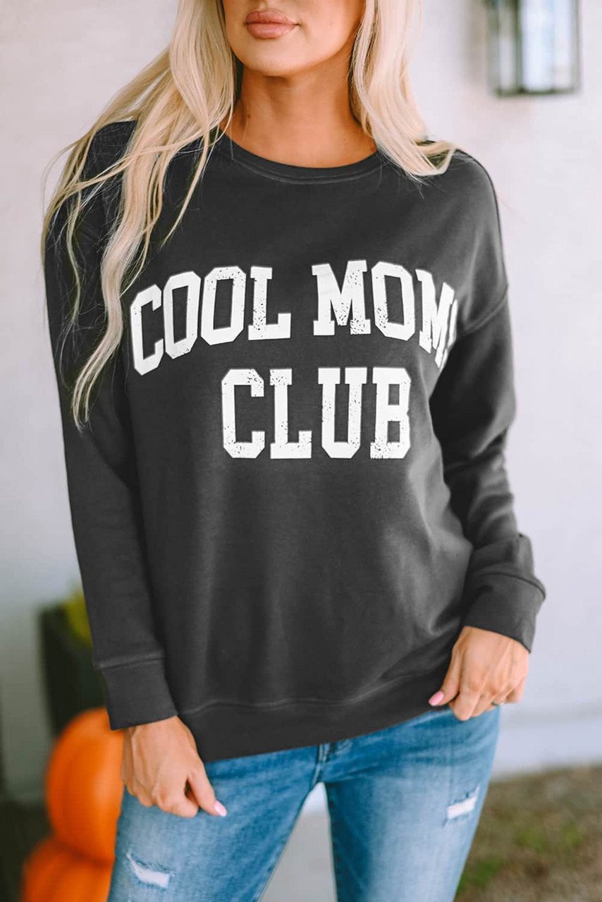 Gray Cool Moms Club Drop Shoulder Sweatshirt