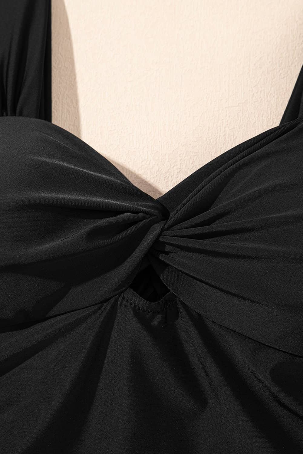 Black Cut Out Twist Bowknot Backless One Piece Swimsuit