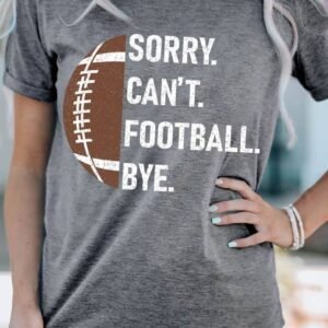 Gray American Football Graphic Casual T Shirt