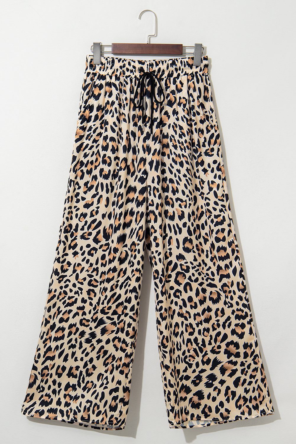 Parchment Leopard Drawstring Flowy Wide Leg Pants