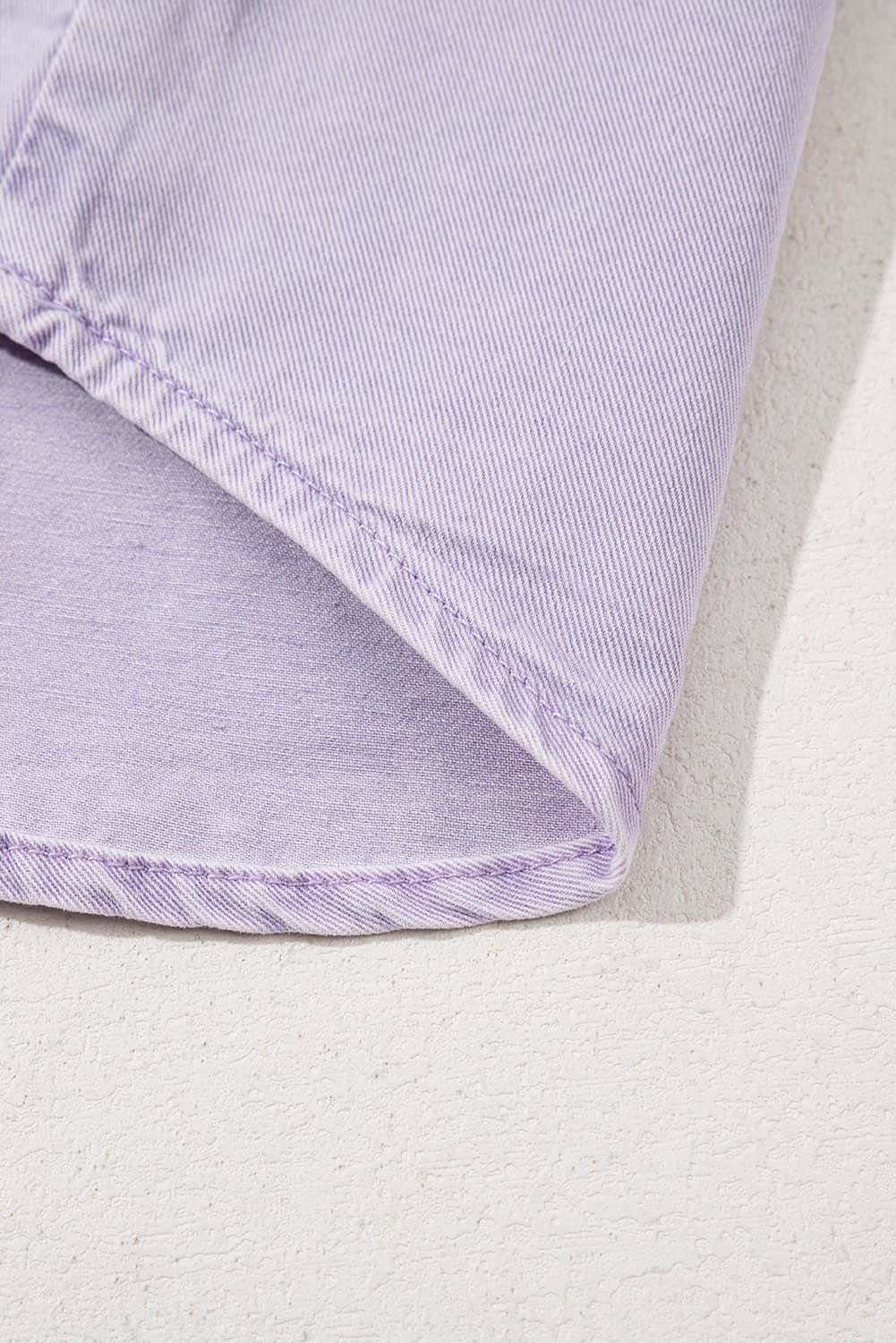 Orchid Petal Short Sleeve Double Chest Pocket Denim Shirt Dress