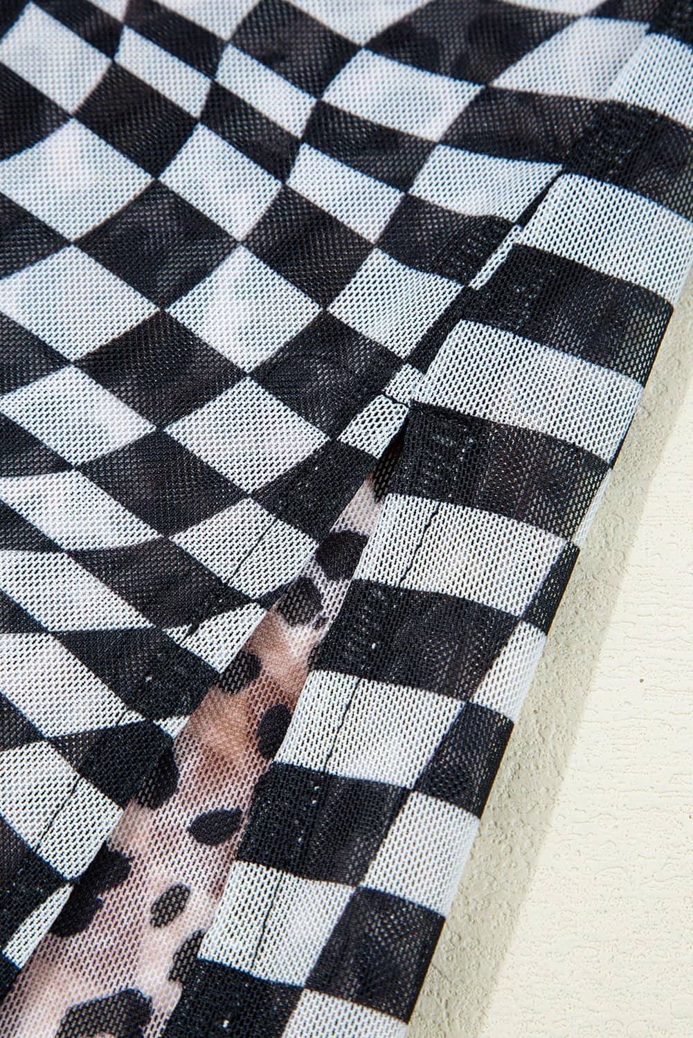 Multicolour Leopard Checkered Double Printed Reversible Sleeveless Long Dress