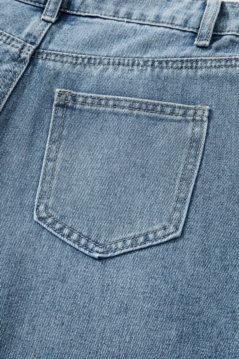 Dusk Blue Embroidered Cropped Wide Leg High Waist Jeans