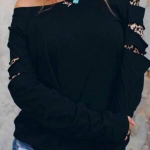 Leopard Insert Black Sweatshirt