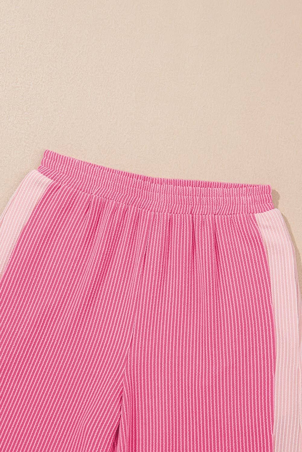 Sachet Pink 2-Tone Colorblock Patchwork Corded 2Pcs Outfit