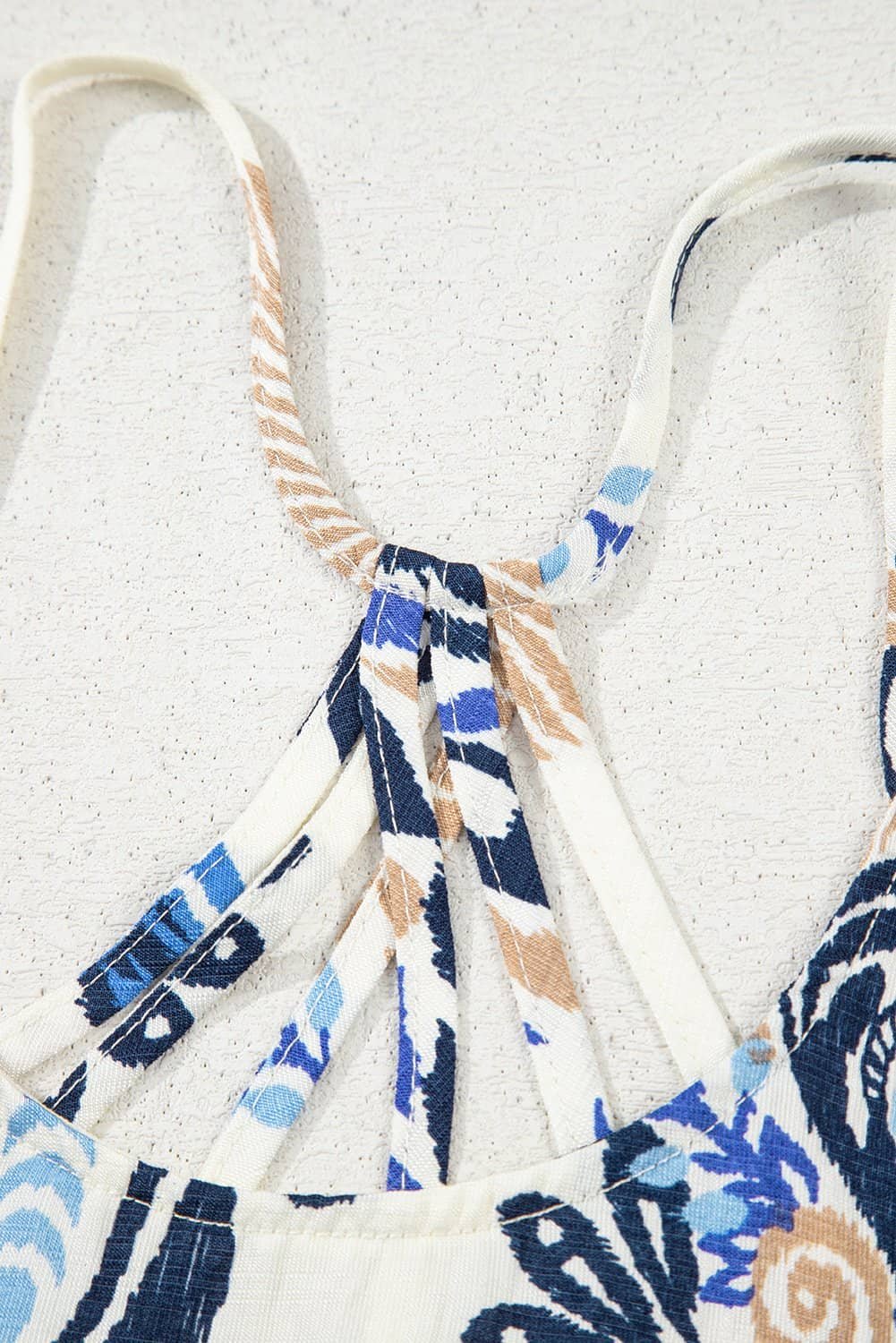 Blue Bohemian Fashion Print Spaghetti Straps Loose Tank